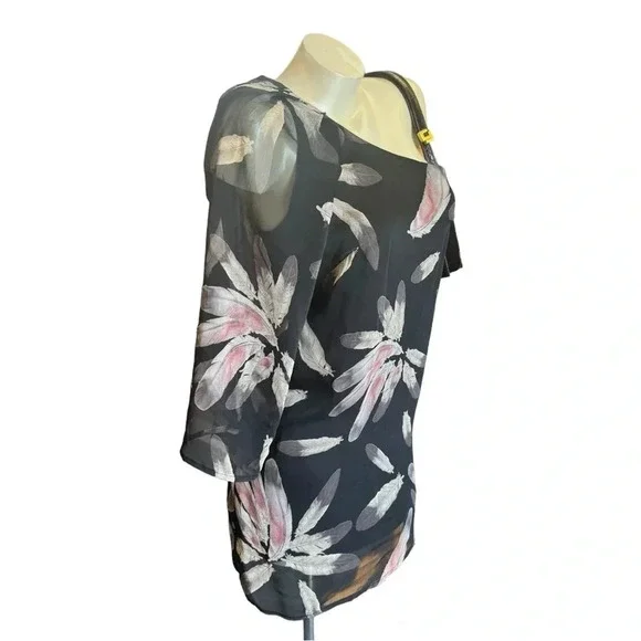 Vintage 90s Y2K Boho Feathers Mini Dress, Off The Shoulder Dress - Picture 4 of 11